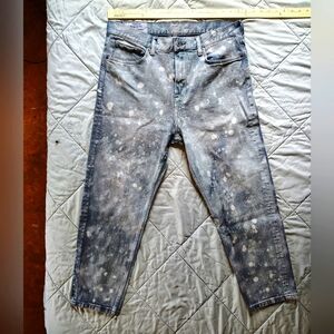 H&M Regular Crop 34x30 Jeans Wild Acid Wash/Splatter